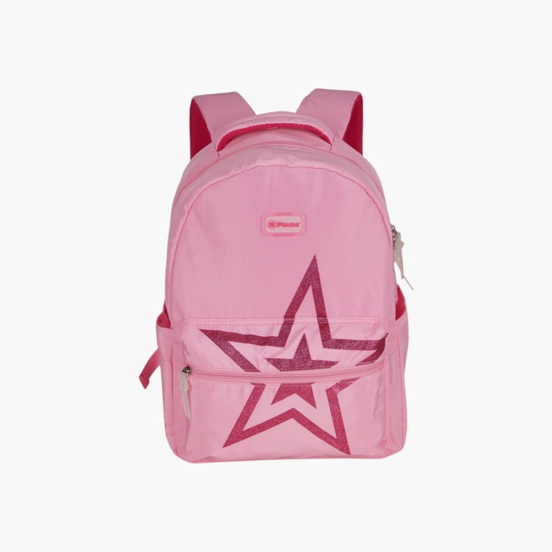 PAUSE Pink Star Printed Backpack for Girls - Image 1